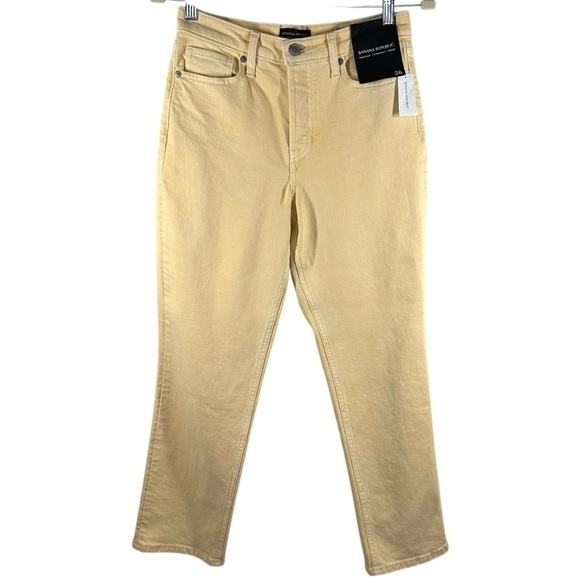 NEW Banana Republic Jeans Women's 26 Yellow High Rise Straight Ankle Button Fly - Picture 1 of 7